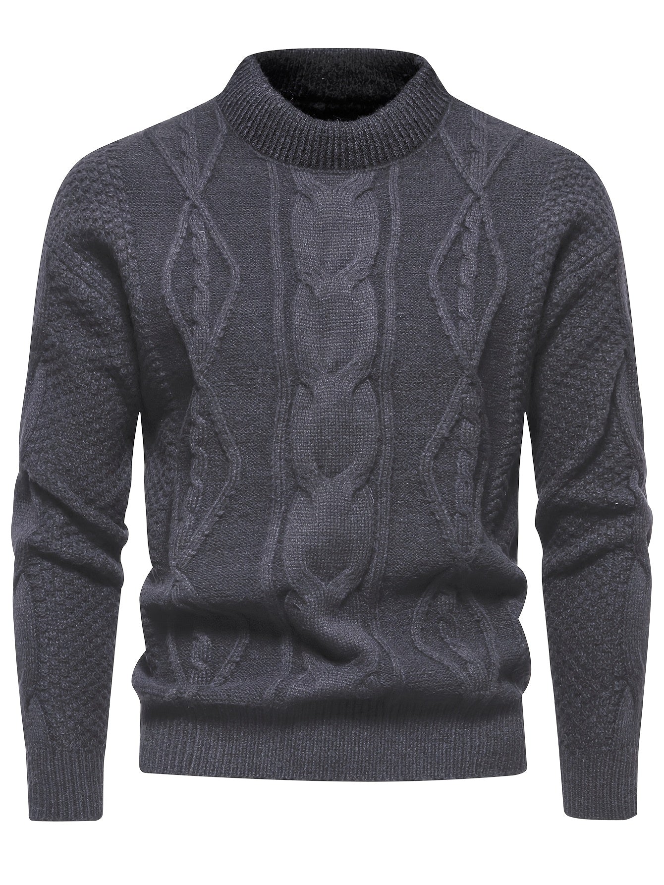 Men’s Solid Knit Sweater – Casual Breathable Crew Neck Long Sleeve