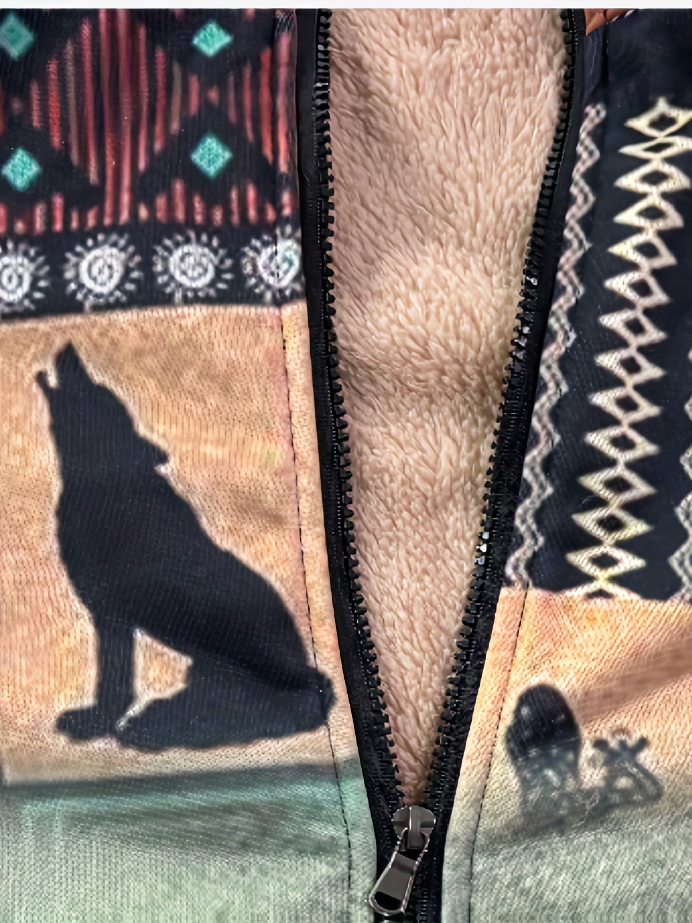 Men’s Southwestern Fleece Jacket – Full-Zip Tribal Print Coat | Warm Winter Outdoor Style