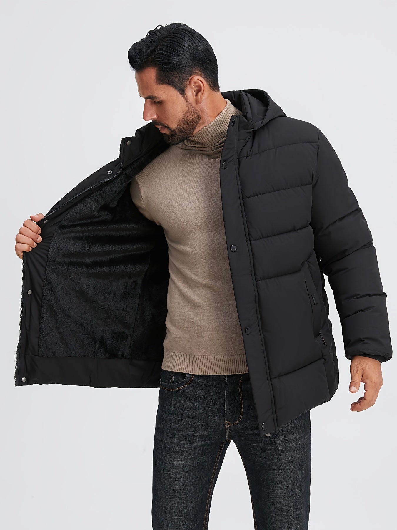 Men’s Heavyweight Winter Coat – Thermal Insulation & Refined Long Design