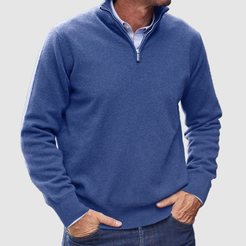 Men's Cashmere Zipper Basic Sweater - Solorfit