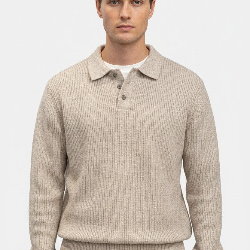 Solorfit | Men’s Knitted Jumper – Polo Collar High Stretch Autumn Winter