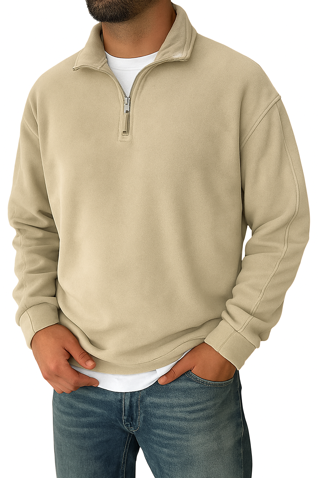 Retro Half-zip Stand Collar Sweatshirt Sweater