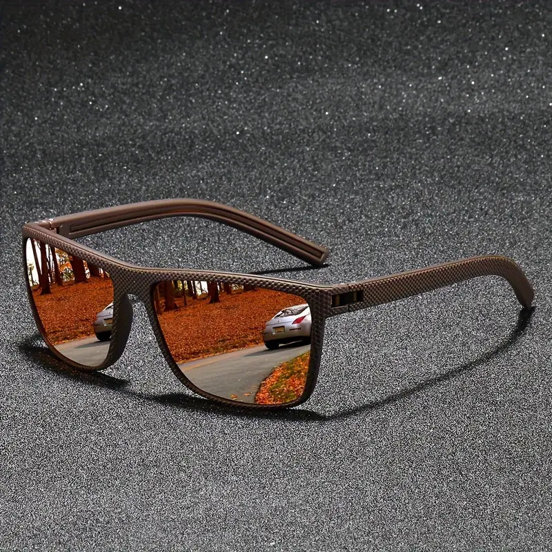 Retro Polarized Fashion Glasses – Full-Rim Frame with Red Accents & TAC Lenses for Driving, Sports & Events