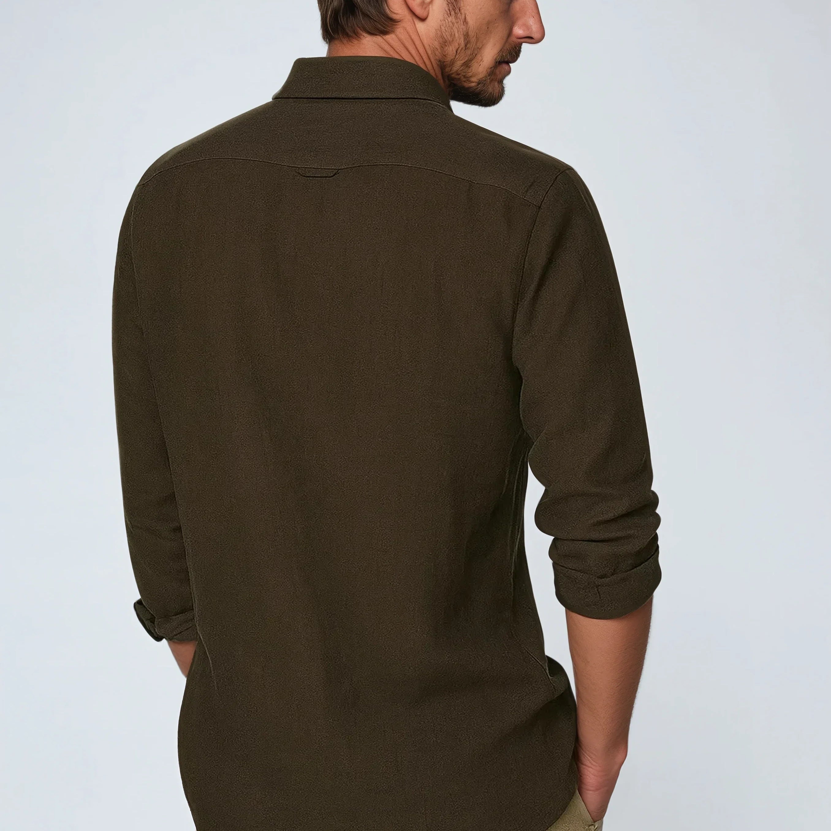 Essential Men Lightweight Linen Shirt - Deep Brown - Solorfit
