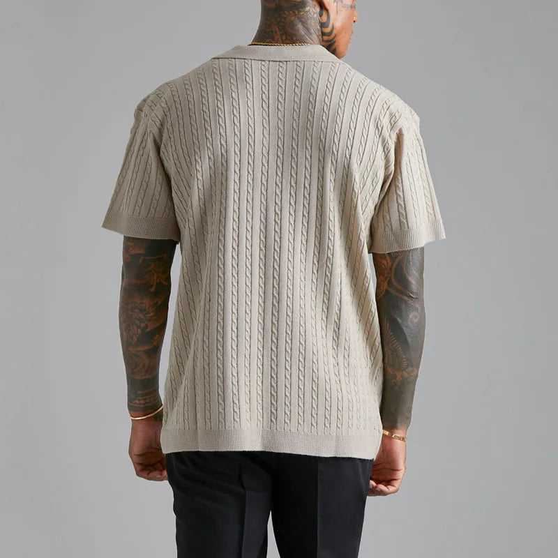 Men's Short-Sleeve Knitted Button-Up Shirt - Solorfit