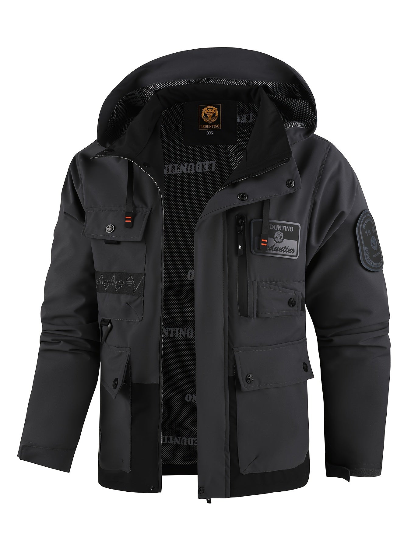 Men's Hooded Jacket Men's Outdoor Warm Storm Jacket Casual Multi-Pocket Cargo Jacket