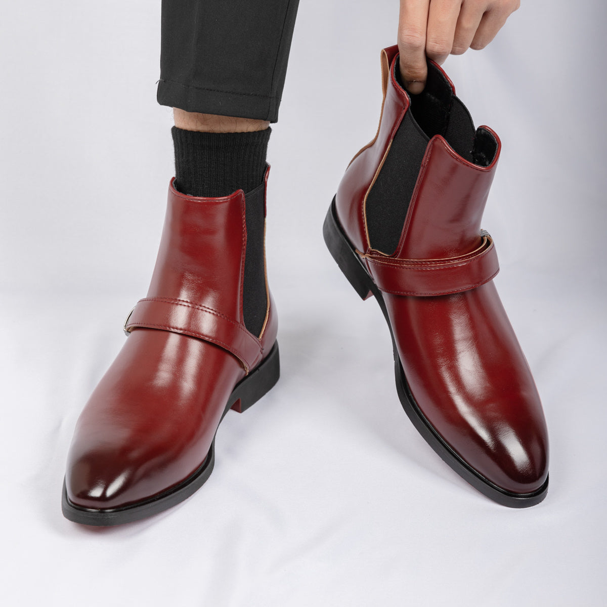 Men’s Chelsea Boots Red Sole – Sleek Pull-On Ankle Boot