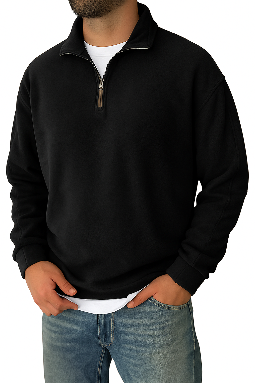 Retro Half-zip Stand Collar Sweatshirt Sweater