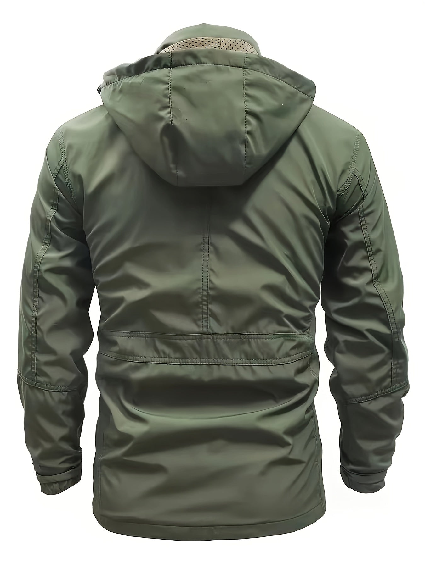 Men’s Outdoor Windbreaker Jacket – Adjustable Hood & Zippered Pockets