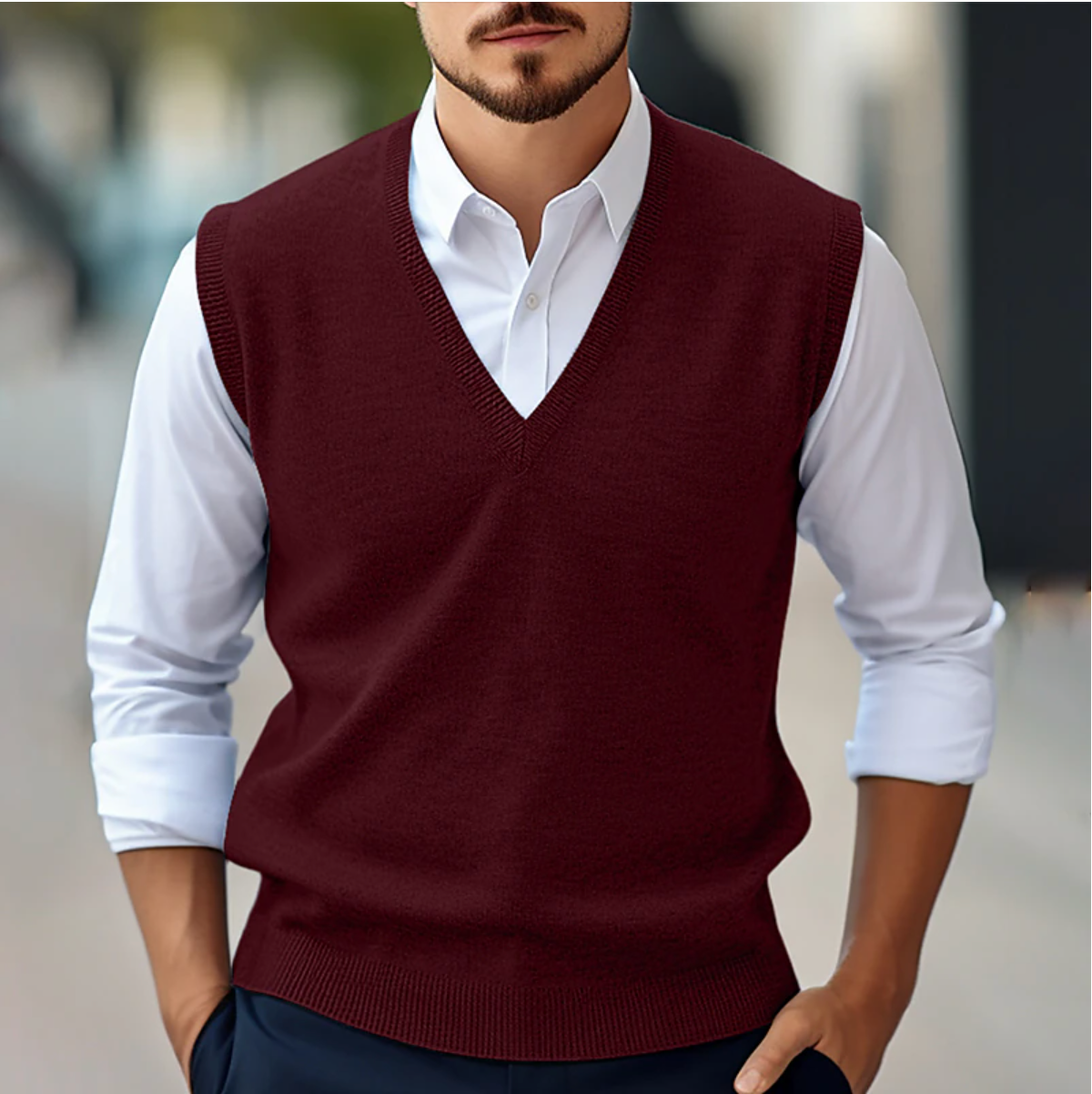 Dennis | Sleeveless V-neck sweater for effortless style and versatile