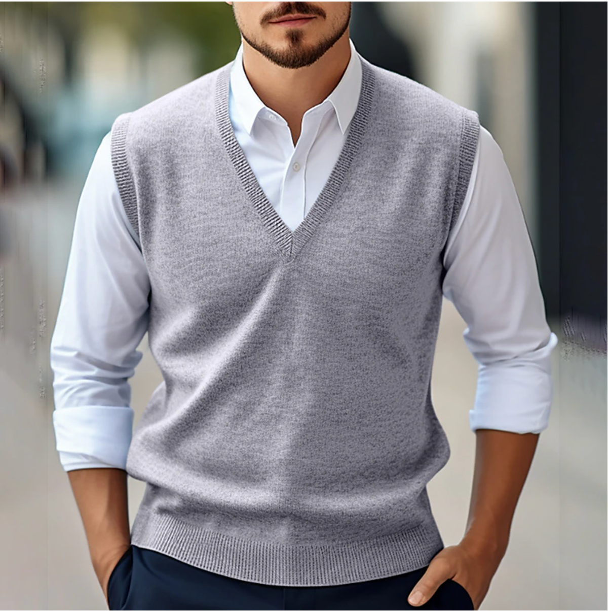 Dennis | Sleeveless V-neck sweater for effortless style and versatile