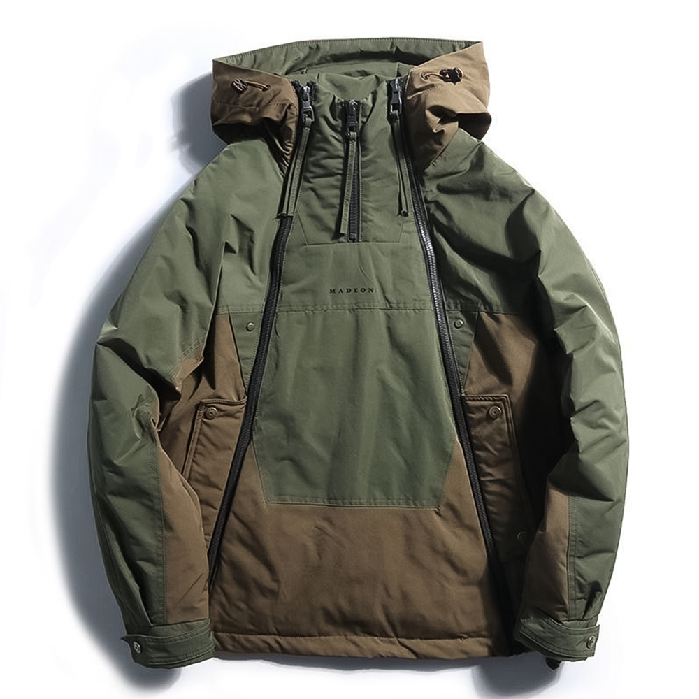 Men’s Winter Zip-Up Jacket with Removable Hood – Warm Padded Coat for Cold Weather