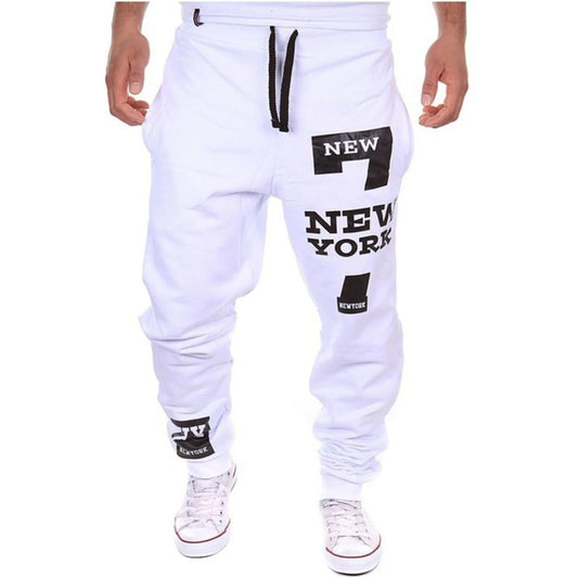 Men casual sports pants with elastic waist and digital letter design