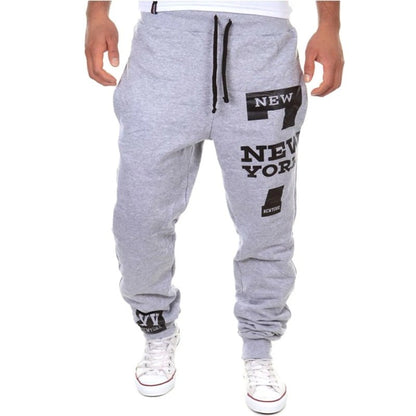 Men casual sports pants with elastic waist and digital letter design