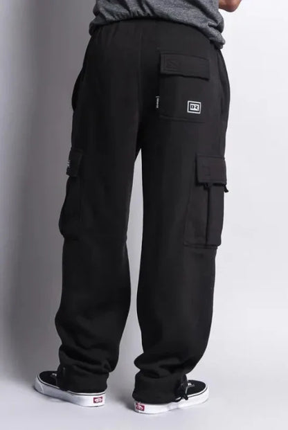 Men's casual sports loose fit pants with multi-pocket design drawstring for winter