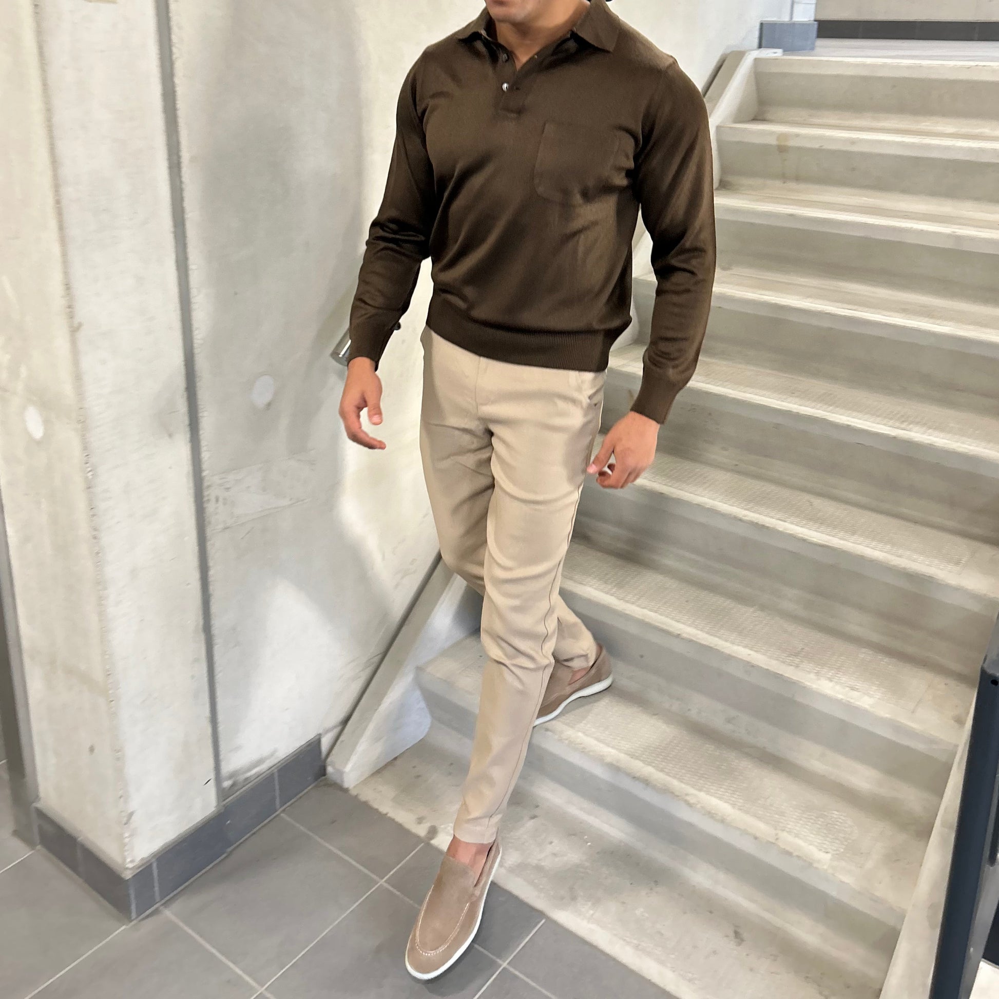 WOOL-Blend Glans Longsleeve Polo Sweater