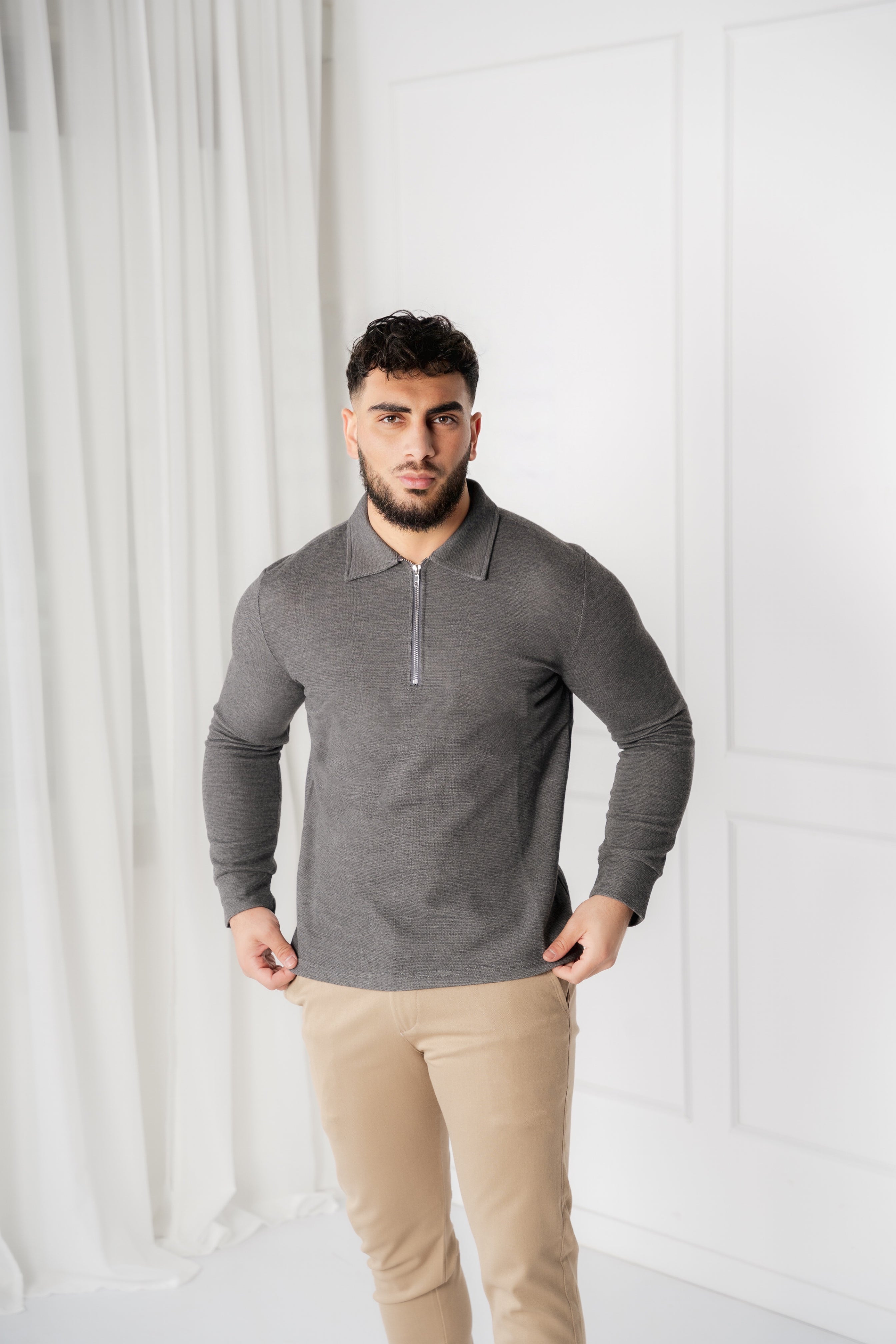 Zipper Longsleeve Men Casual Sweater