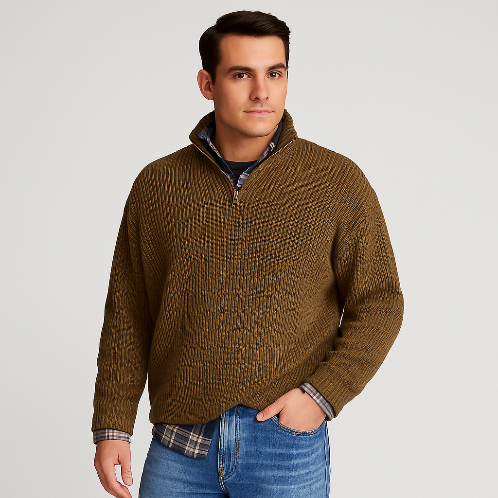 Elegant Men’s Wool Sweater – Classic Autumn Knitwear - Solorfit