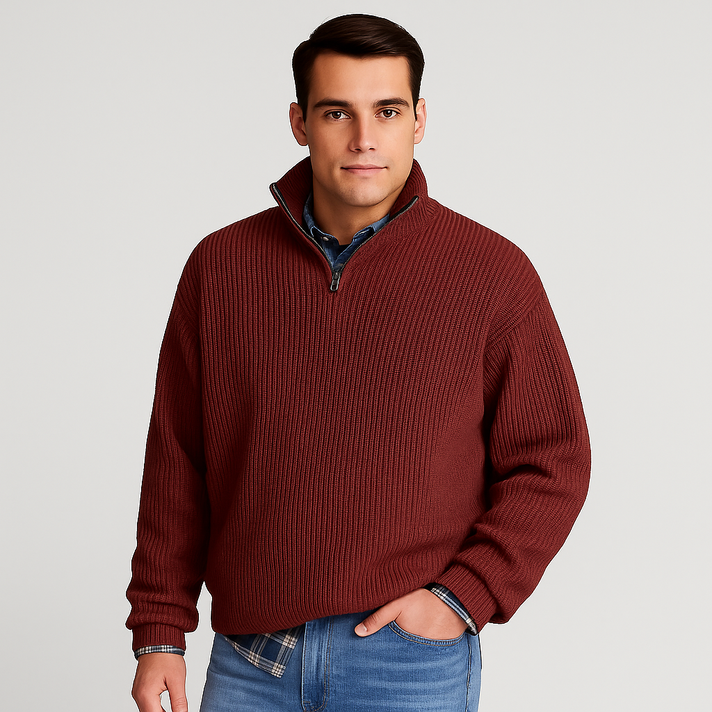 Elegant Men’s Wool Sweater – Classic Autumn Knitwear - Solorfit