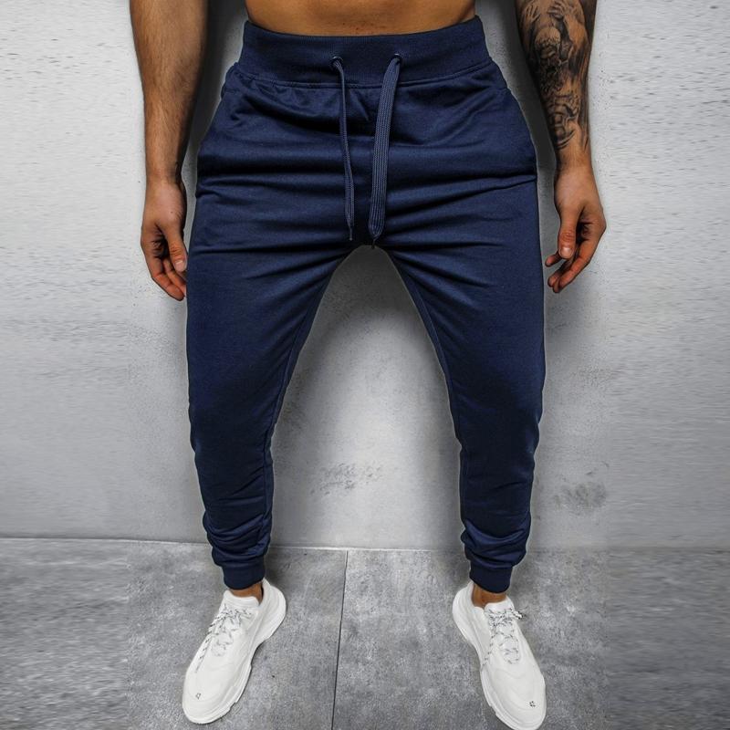 Men's Casual Solid Color Elastic Waist Loose Sports Pants 12510361M