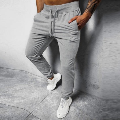 Men's Casual Solid Color Elastic Waist Loose Sports Pants 12510361M