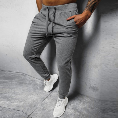 Men's Casual Solid Color Elastic Waist Loose Sports Pants 12510361M