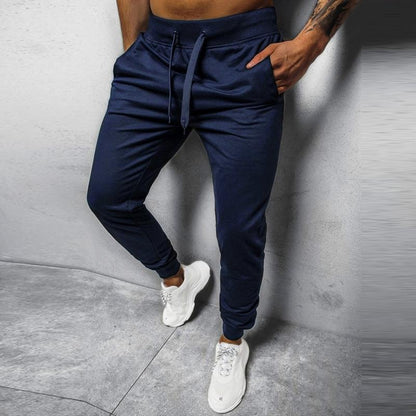 Men's Casual Solid Color Elastic Waist Loose Sports Pants 12510361M