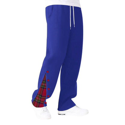 Men's Checked Stitching Elastic Waist Straight Sports Pants 13325972Z