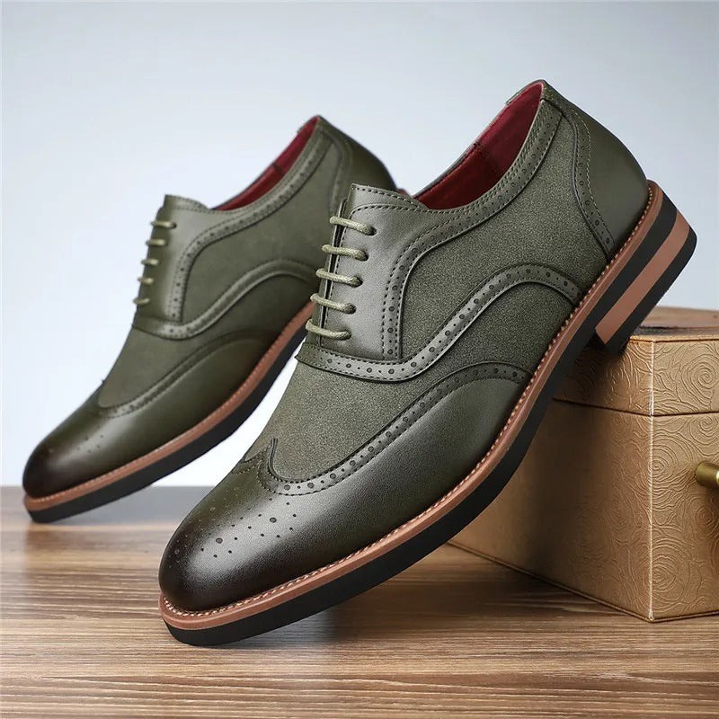 Two-Tone Oxford Chelsea Brogue Shoes – Classic Men’s Dress Footwear