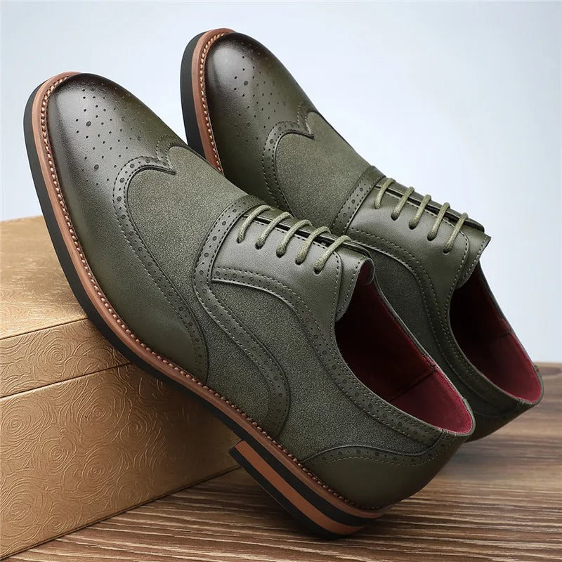 Two-Tone Oxford Chelsea Brogue Shoes – Classic Men’s Dress Footwear