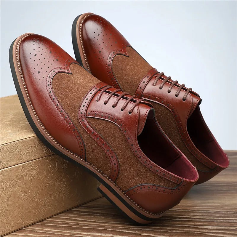 Two-Tone Oxford Chelsea Brogue Shoes – Classic Men’s Dress Footwear