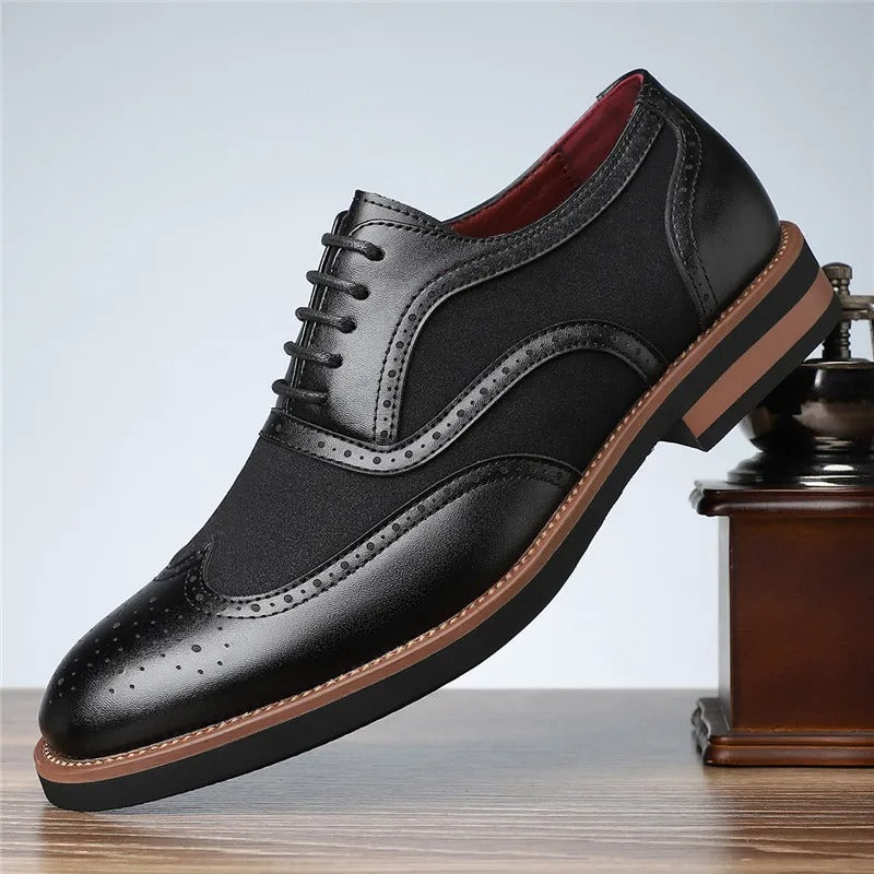 Two-Tone Oxford Chelsea Brogue Shoes – Classic Men’s Dress Footwear