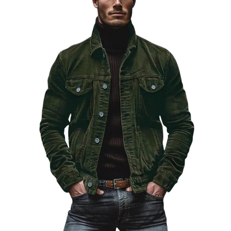 Mark - Men's Retro Button Up Corduroy Jacket - Solorfit