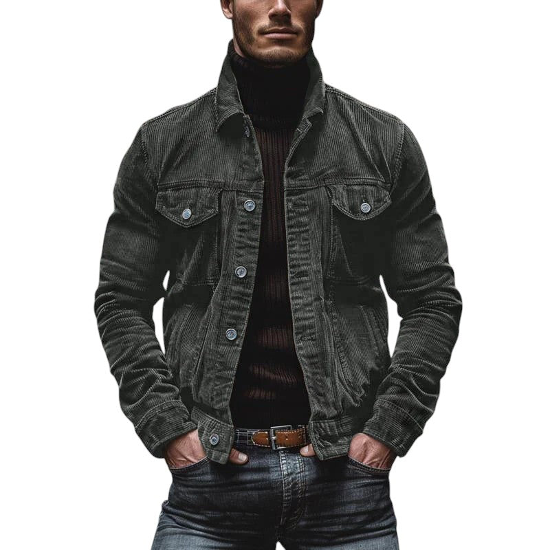 Mark - Men's Retro Button Up Corduroy Jacket - Solorfit