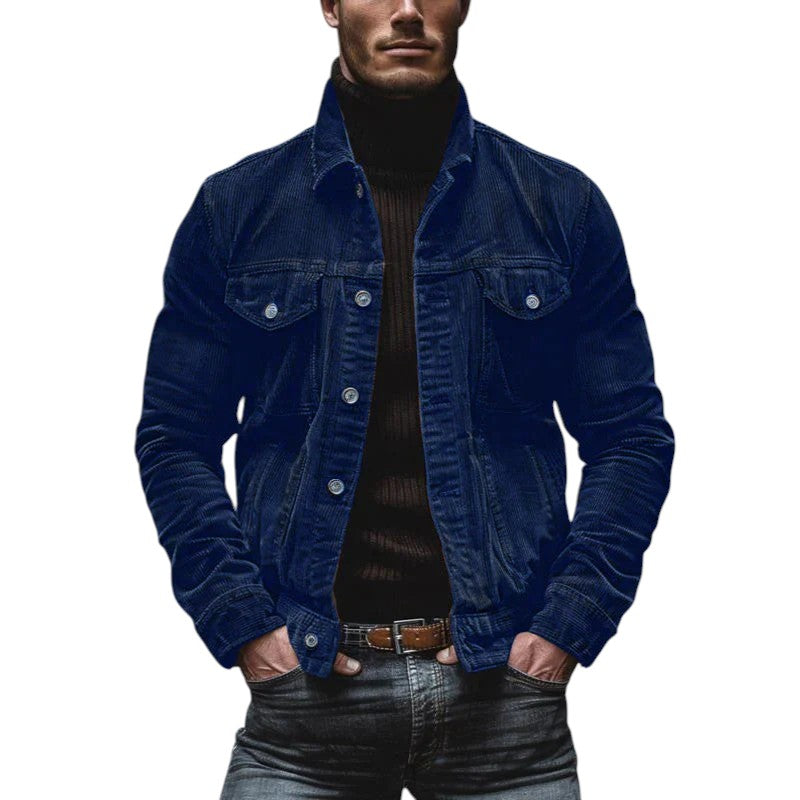 Mark - Men's Retro Button Up Corduroy Jacket - Solorfit