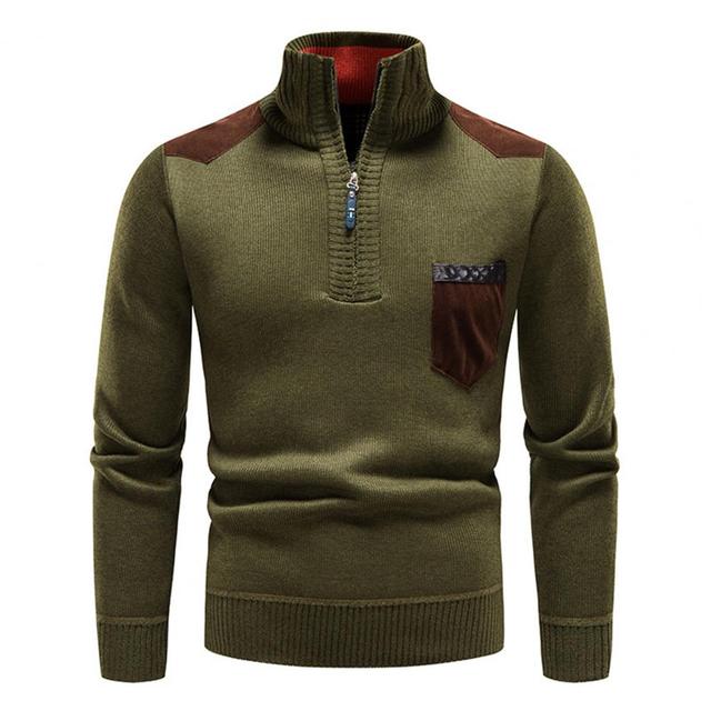 Mauro | Men’s Quarter-Zip Sweater with Suede Shoulder Patches – Casual & Smart Pullover for Autumn/Winter