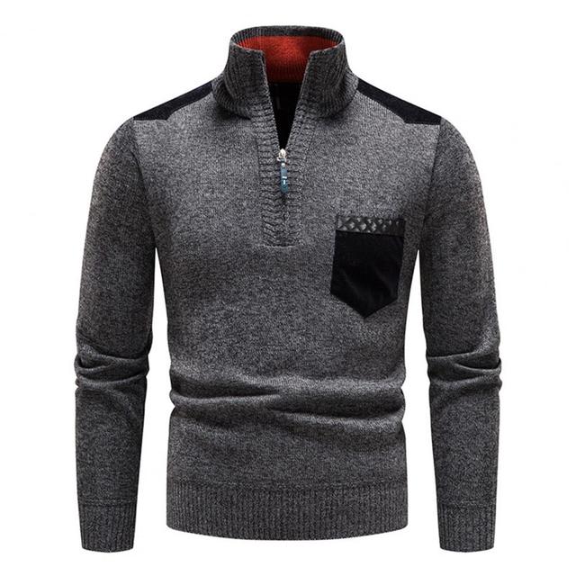 Mauro | Men’s Quarter-Zip Sweater with Suede Shoulder Patches – Casual & Smart Pullover for Autumn/Winter