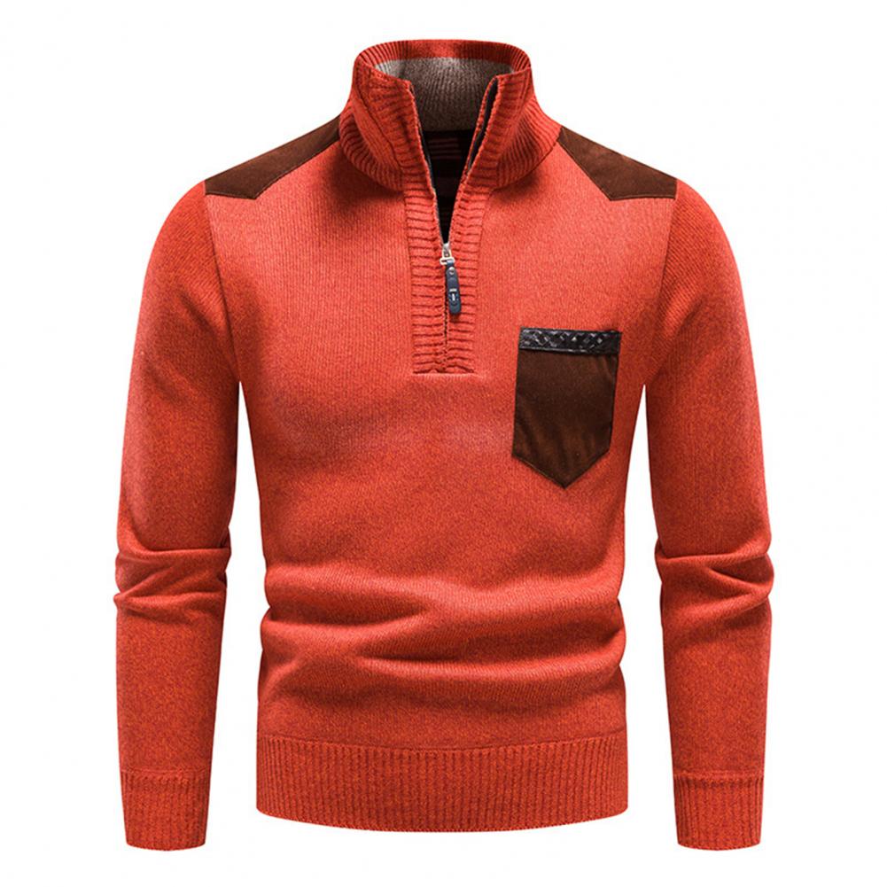 Mauro | Men’s Quarter-Zip Sweater with Suede Shoulder Patches – Casual & Smart Pullover for Autumn/Winter