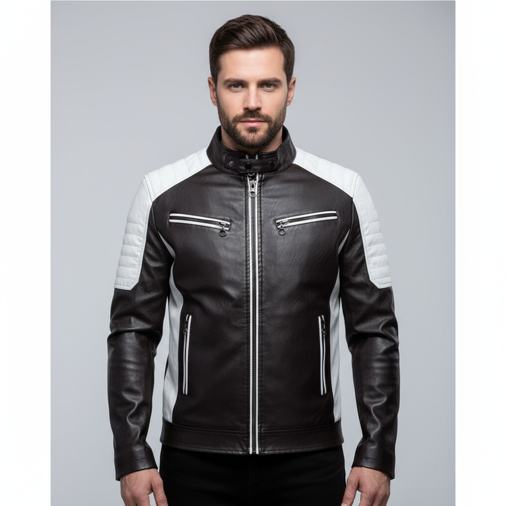 Vintage PU Stitch Jacket – Classic Faux Leather Coat with Retro Design