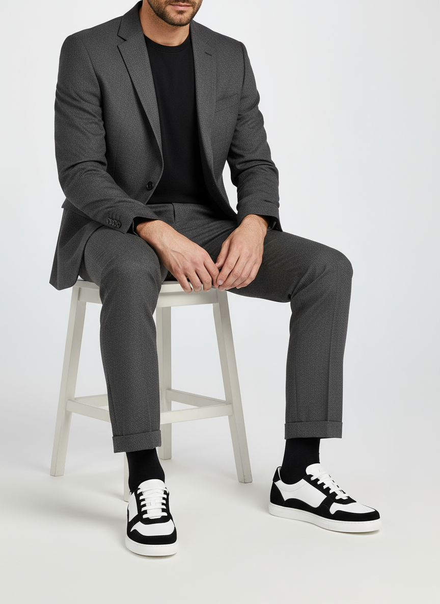 Noir City | Black and White Sneakers – Classic Casual Shoes