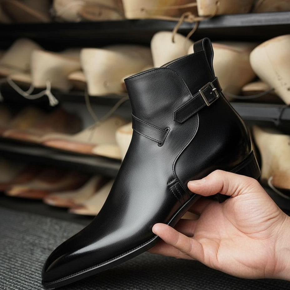 Black Leather Alvor Jodhpur Boots – Men’s Classic Slip-On Ankle Boots