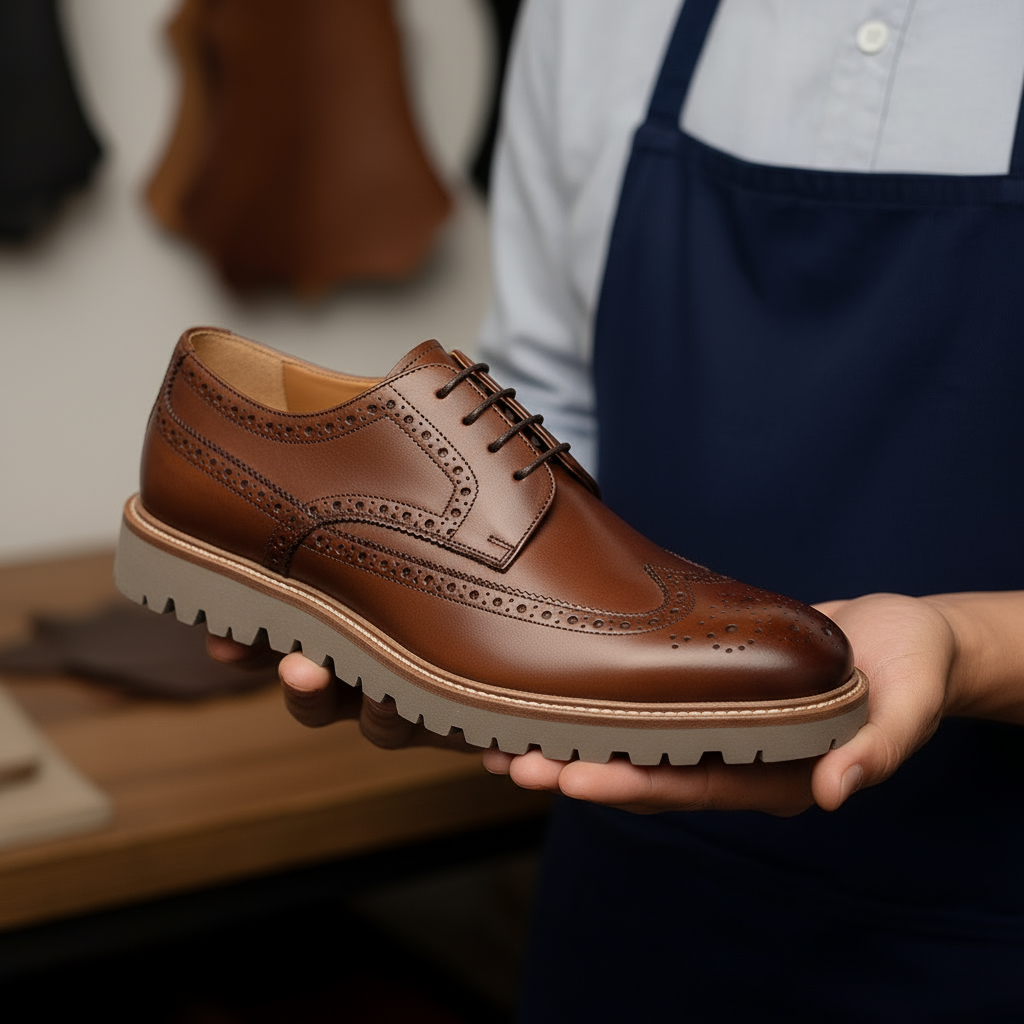 Burgundy Leather Ajax Derby Shoes – Men’s Italian Chunky Dress Shoes