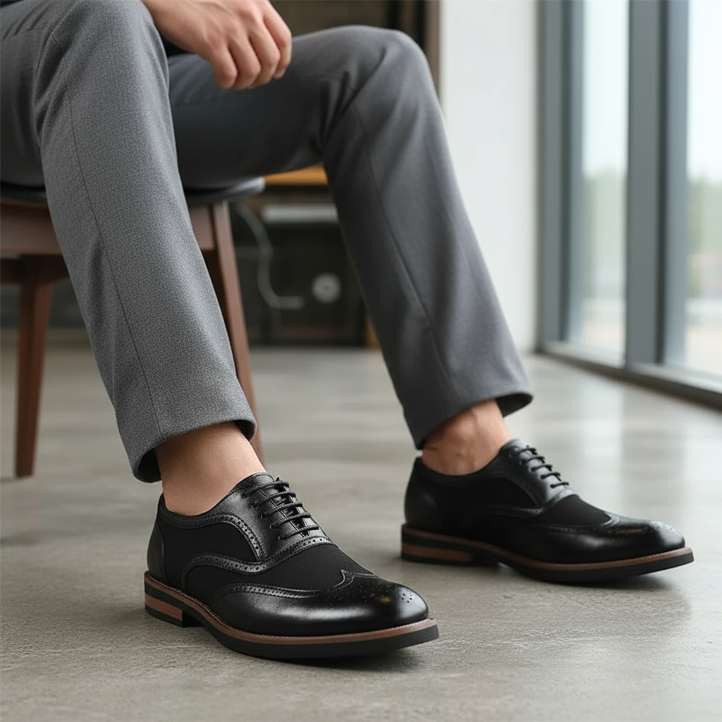 Two-Tone Oxford Chelsea Brogue Shoes – Classic Men’s Dress Footwear