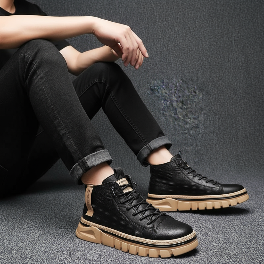 Dango Leather Sneakers – Men’s Casual Low-Top Shoes with Modern Design