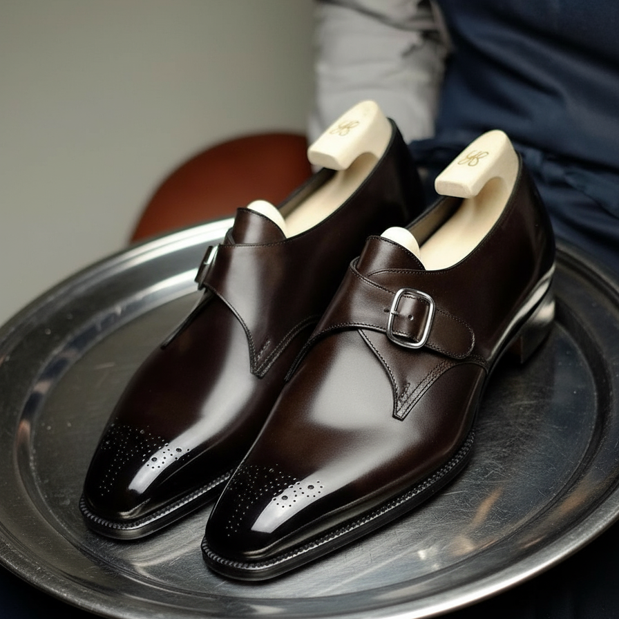 Brown Leather Stellan Single Monk Straps - Formal Shoes