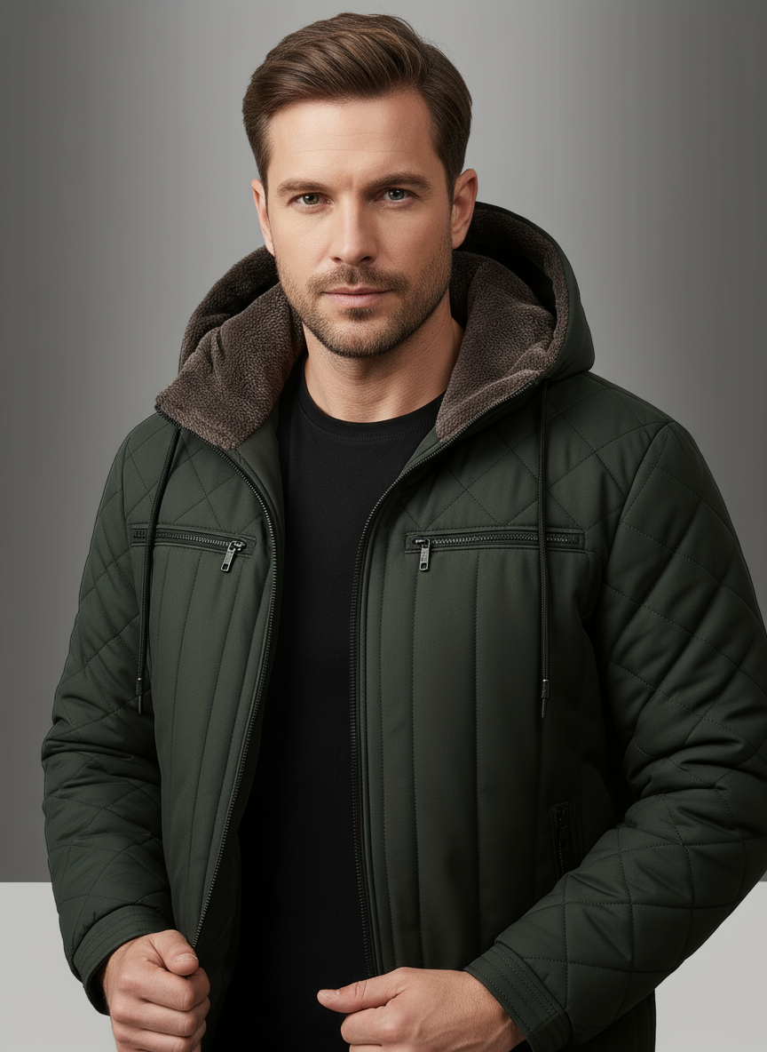 Men’s Heavyweight Winter Jacket – Thermal Insulated Hooded Coat for Cold Weather