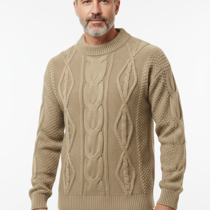 Men’s Solid Knit Sweater – Casual Breathable Crew Neck Long Sleeve