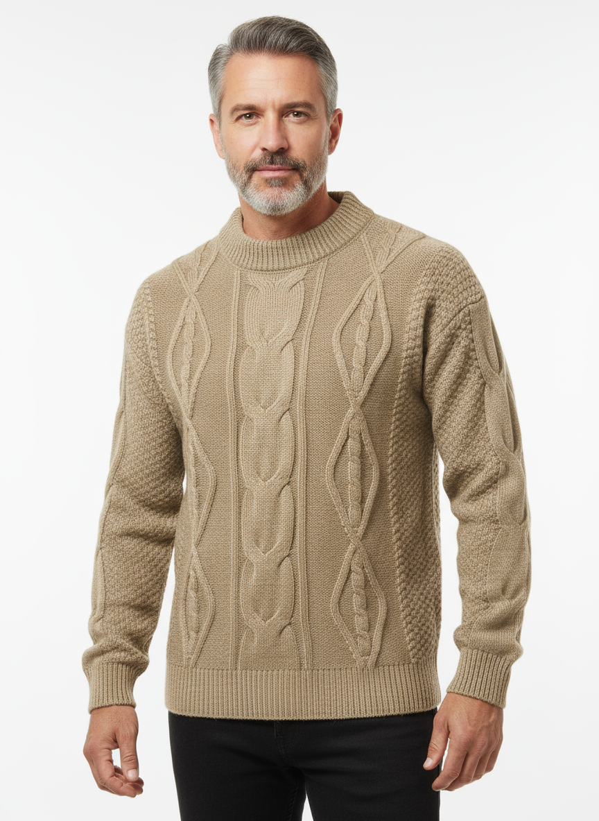 Men’s Solid Knit Sweater – Casual Breathable Crew Neck Long Sleeve