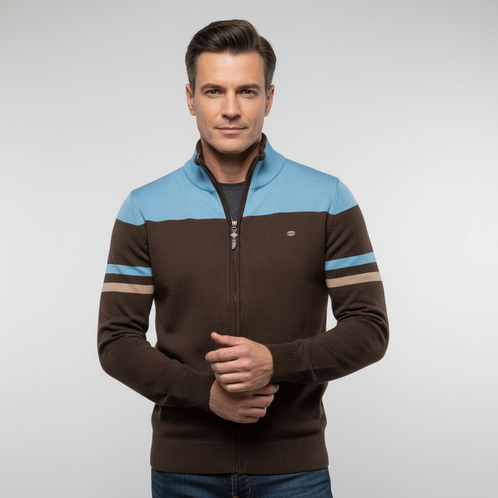 Tom Carter Men Complex Zip-Up Sweater - Solorfit