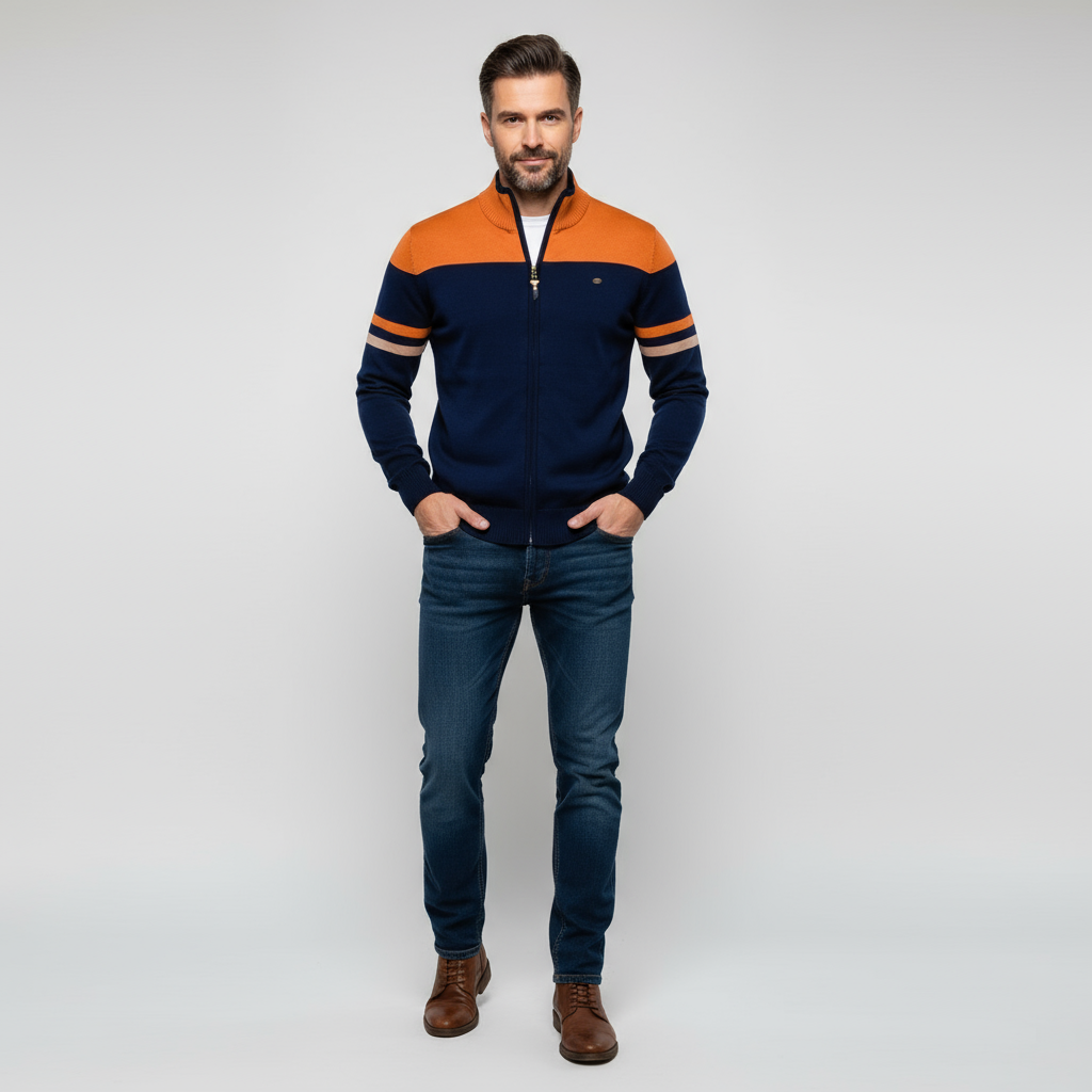 Tom Carter Men Complex Zip-Up Sweater - Solorfit